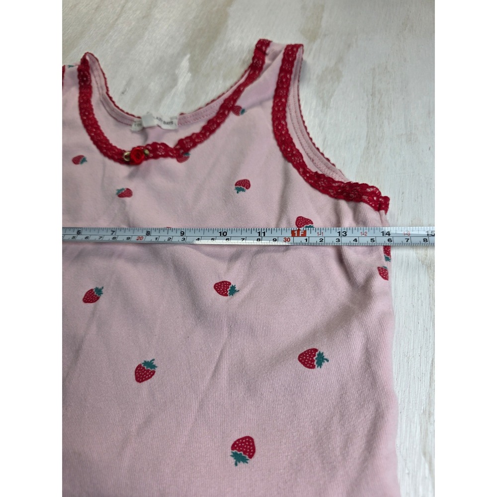 Love & Lazy Days Strawberry Pajama Set Pink Cotton Lace Cottagecore Kids Small - Picture 5 of 6